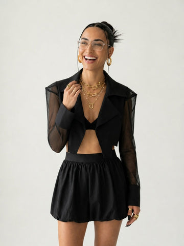 Audacious Mesh Patchwork Blazer