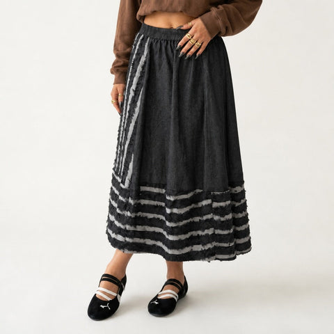 Limitless Striped Cotton Midi Skirt