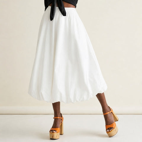 Graceful High Waist Midi Skirt