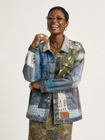 Unique Oversized Printed Denim Jacket