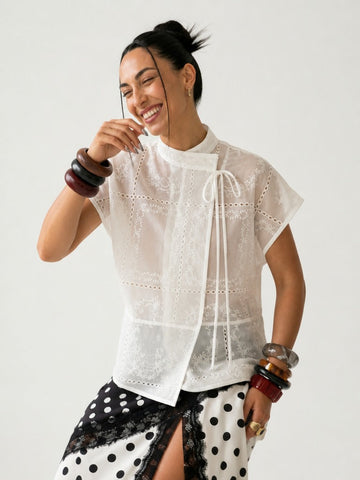 Radiant Embroidered Sheer Blouse