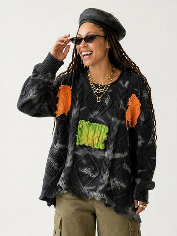 Untamed Patchwork Knit Pullover