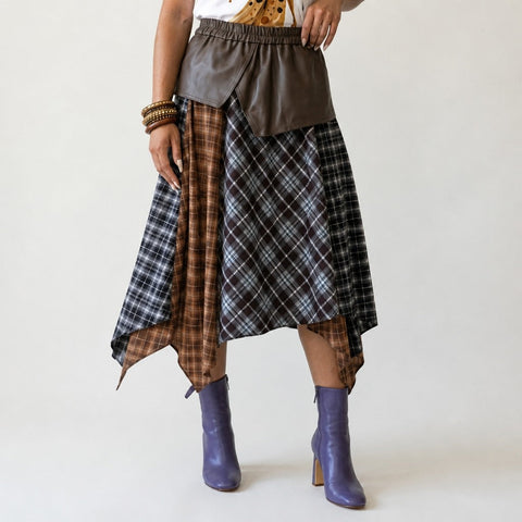 Adventurous Patchwork Plaid Skirt