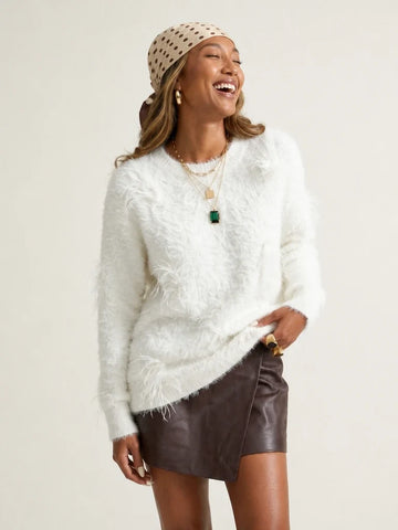 Ethereal Feather Tassel Knit Pullover