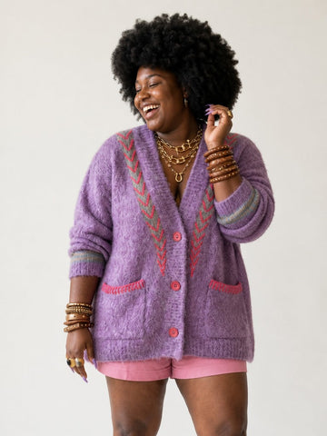 Magnetic Embroidered Knit Cardigan