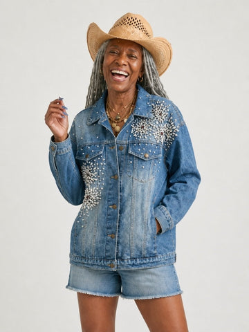 Worthy Diamond Embroidered Denim Jacket
