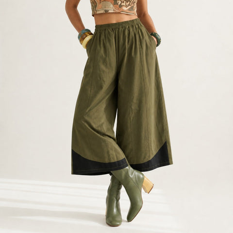 Grounded Coffee Colorblock Wide Leg Trousers
