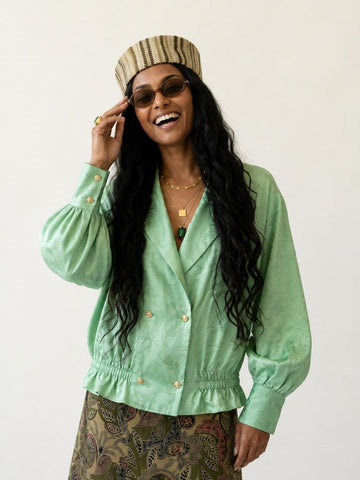 Radiant Jacquard Gathered Blouse