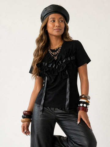 Elegant Bow Detailed T-Shirt