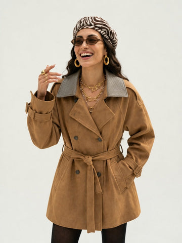 Grounded Suede Double-Breasted Jacket