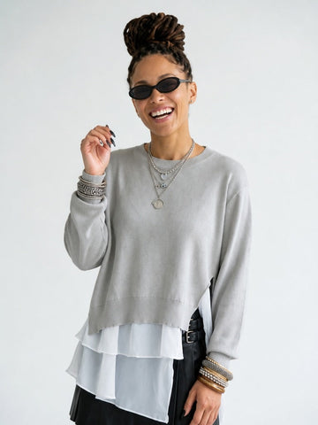 Elegant Ruffled Layered Sweatshirt