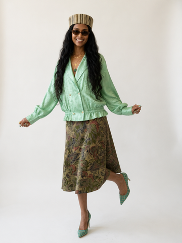 Radiant Jacquard Gathered Blouse