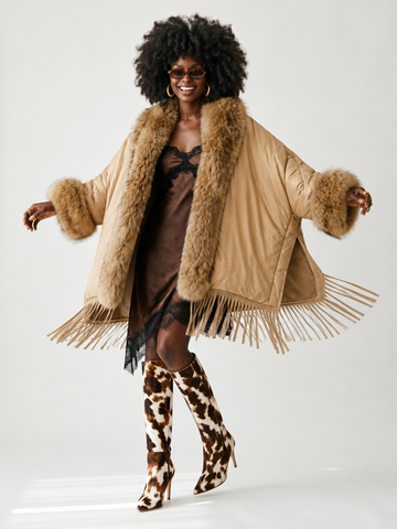 Untamed Fur Fringe Down Cloak