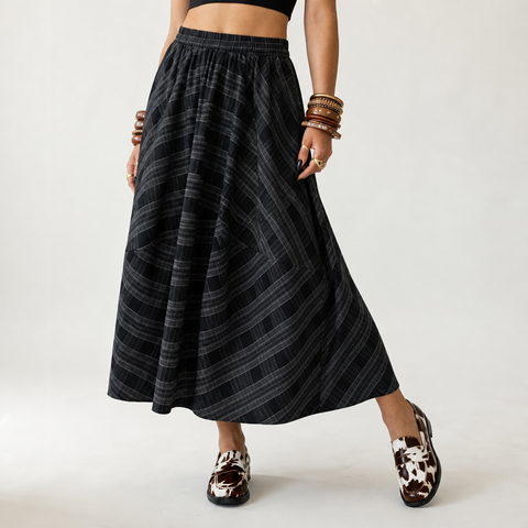 Audacious Plaid Spliced A-Line Skirt