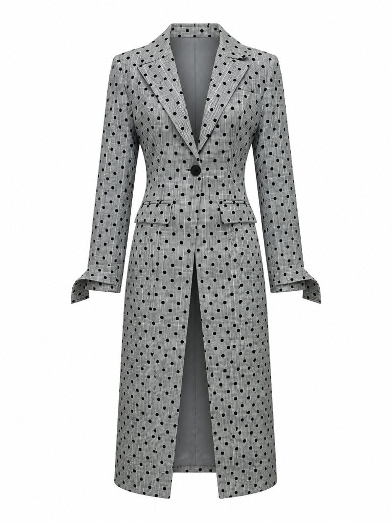 Elegant Polka Dot Long Jacket