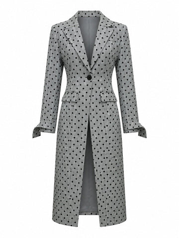 Elegant Polka Dot Long Jacket