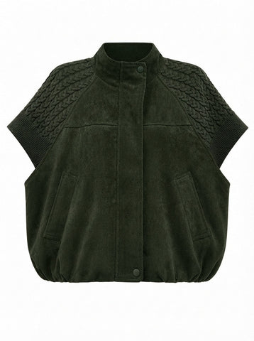 Grounded Faux Suede Knitted Vest