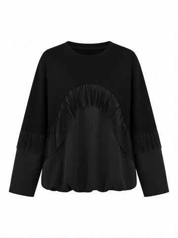 Grounded Color-block Ruffle Sweatshirt