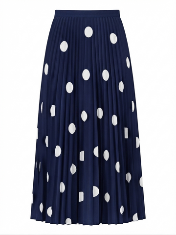 Graceful Pleated Polka Dot Maxi Skirt