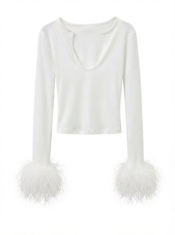 Fierce Feather Cuff Slim Top