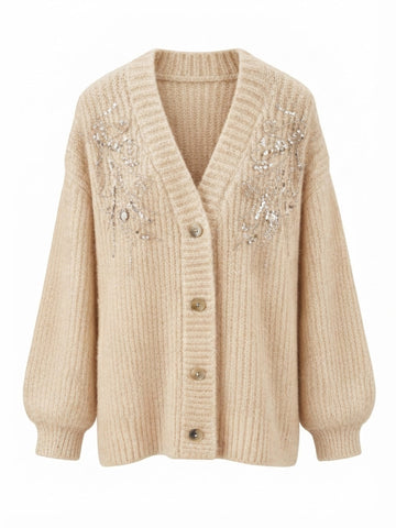 Glorious Pearl Sequin Embroidered Cardigan