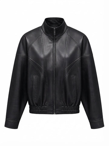 Vibrant Faux Leather Bomber Jacket