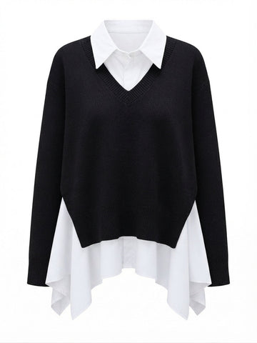 Elegant Knit Layered Blouse