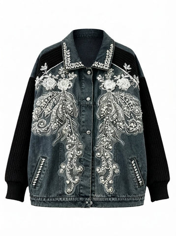 Radiant Beaded Patchwork Denim Jacket