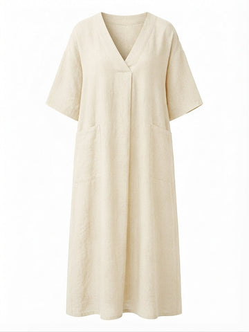 Grounded Cotton Linen Maxi Dress