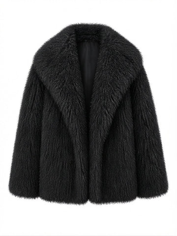 Confident Faux Fur Notched Coat