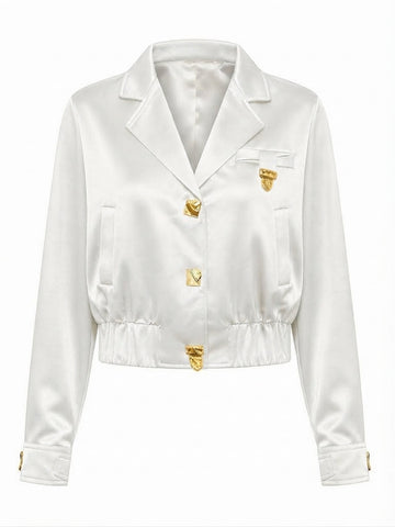 Elegant Satin Gold Cropped Jacket