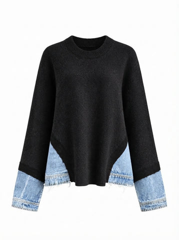 Audacious Denim Patchwork Sweater