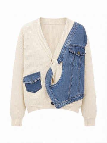 Unique Denim Knit Cardigan