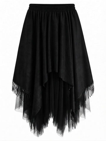 Wanderlust Faux Suede Tassel Maxi Skirt