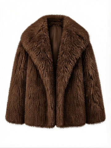 Confident Faux Fur Notched Coat