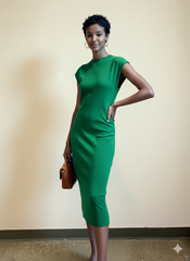 Emerald Green Draped Sheath Dress