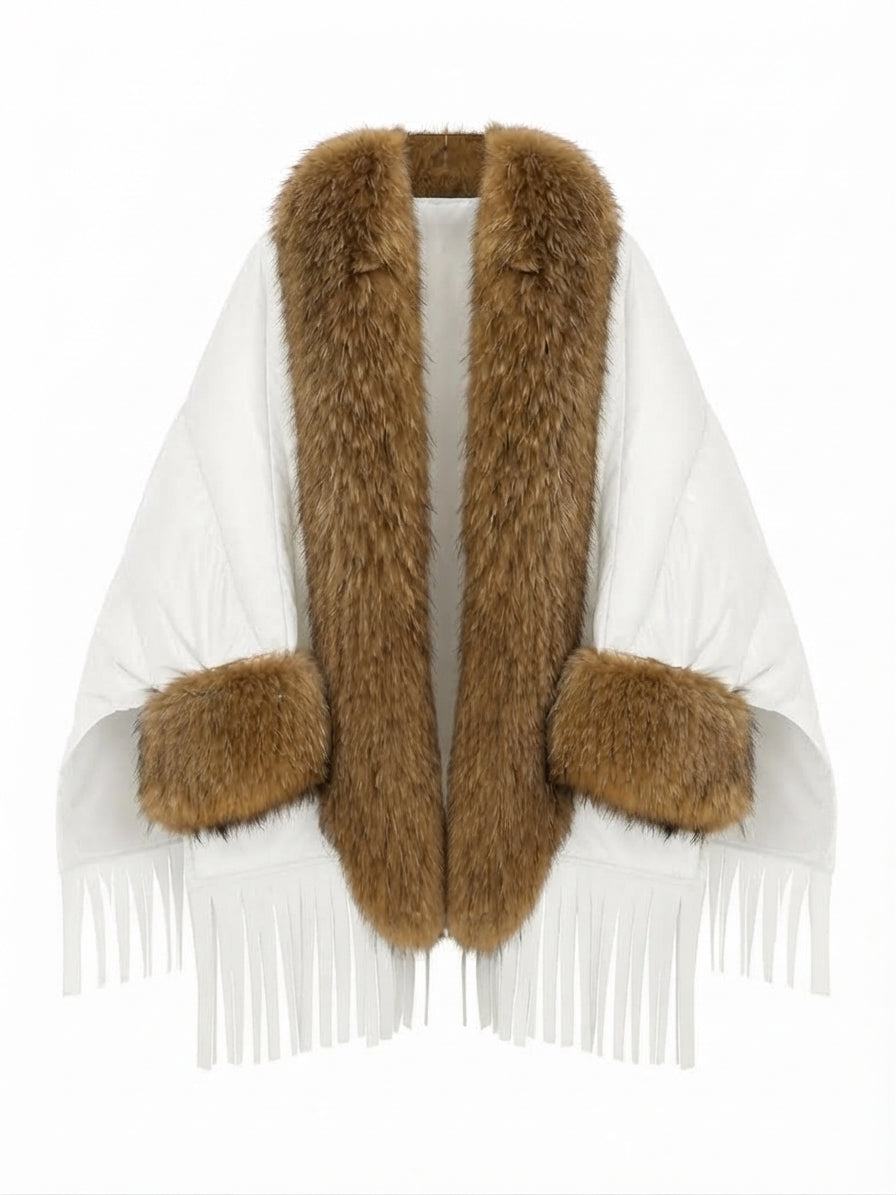 Untamed Fur Fringe Down Cloak