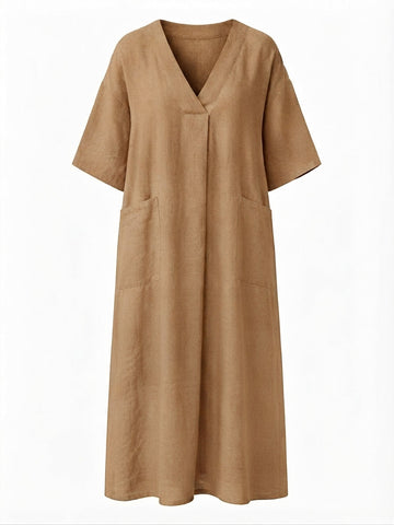 Grounded Cotton Linen Maxi Dress