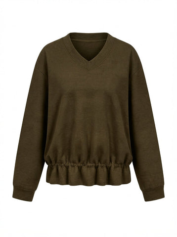 Grounded V-Neck Drawstring Sweatshirt