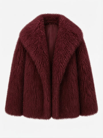 Confident Faux Fur Notched Coat