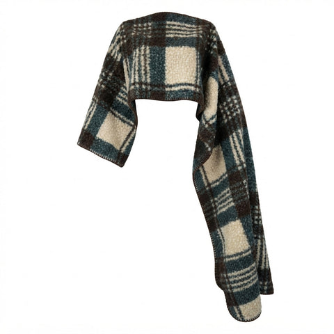 Grounded Plaid Knitted Poncho