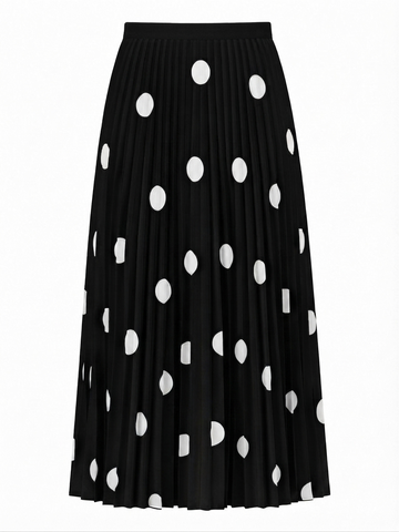 Graceful Pleated Polka Dot Maxi Skirt