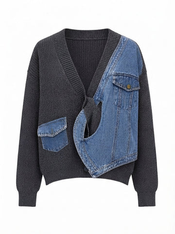 Unique Denim Knit Cardigan