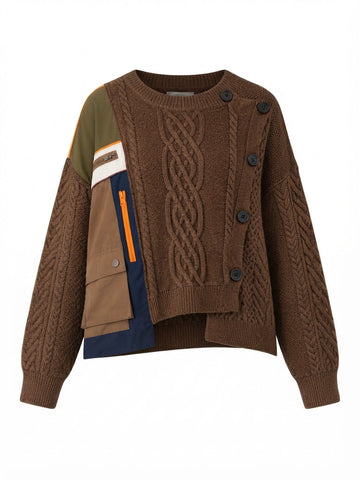 Unique Patchwork Knit Pullover