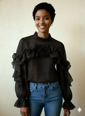 Dramatic Organza Ruffle Blouse