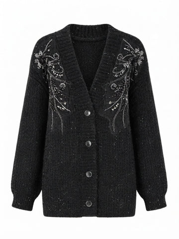 Glorious Pearl Sequin Embroidered Cardigan