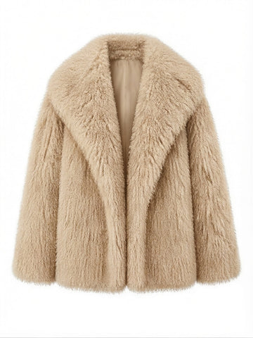 Confident Faux Fur Notched Coat