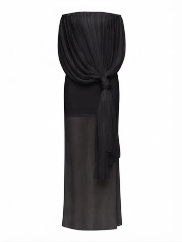 Ethereal Draped Sheer Maxi Dress