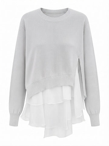 Elegant Ruffled Layered Sweatshirt