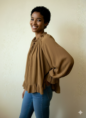 Bohemian Gathered Ruffle Blouse